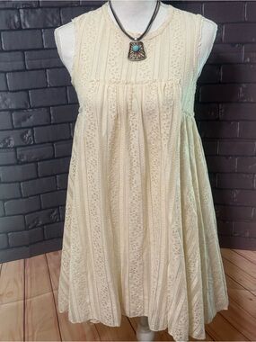 Free People Ivory Lace Textured Dress